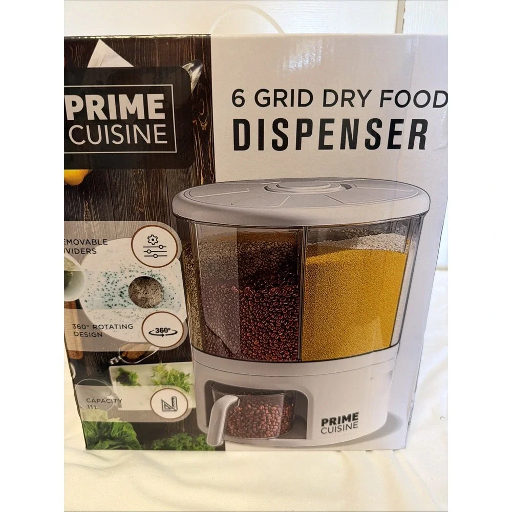 Prime Cuisine 6 Grid Dry Food Dispenser 360 Rotation Capacity